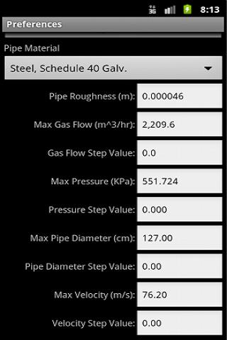 HVAC Pipe Sizer - Gas High
