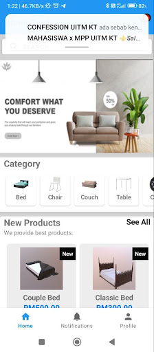 Android application Furniture4U screenshort