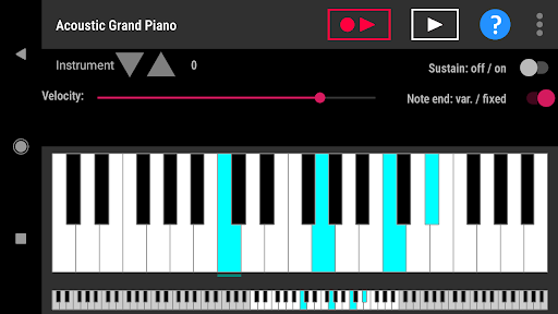 Android application Simple piano with recorder screenshort