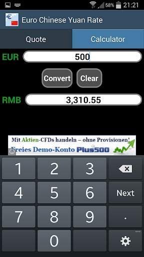 Euro / Chinese Yuan Rate Screen 3