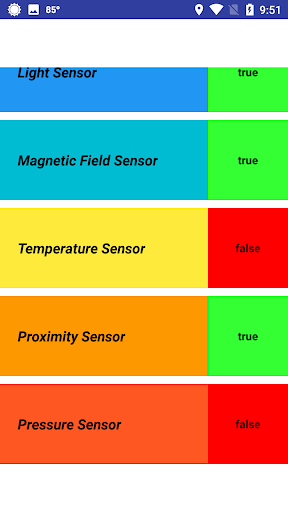 Test Your Sensors Screen 2