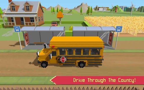 School Bus Game Blocky World Screenshot