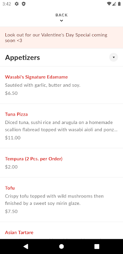 Wasabi Japanese To Go Screen 3