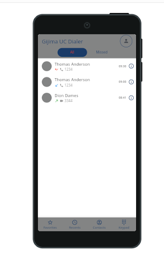 Android application Gijima UC Dialer screenshort