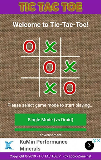 Android application Tic Tac Toe screenshort