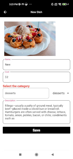 Food Menu Screen 3