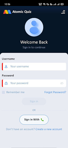 Android application Atomic Quiz screenshort