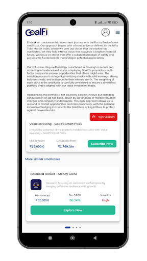 Android application GoalFi screenshort