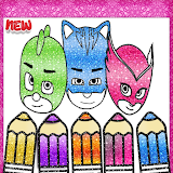 pj heroes masks coloring glitter icon
