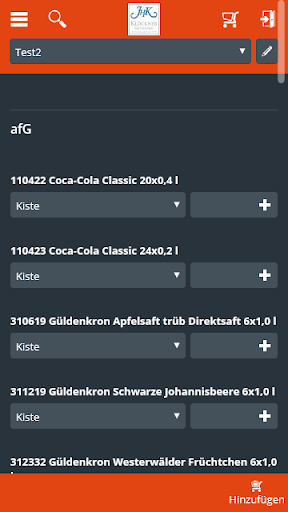Klöckner-Getränke Kundenportal Screen 2