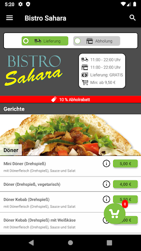 Android application Bistro Sahara Schwerin screenshort