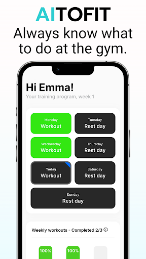Android application AITOFIT - Gym Workout Coach screenshort