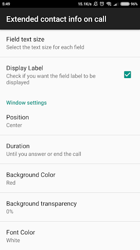 Contacts Custom info Screen 2