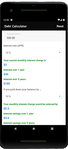 Debt Calculator Screen 2