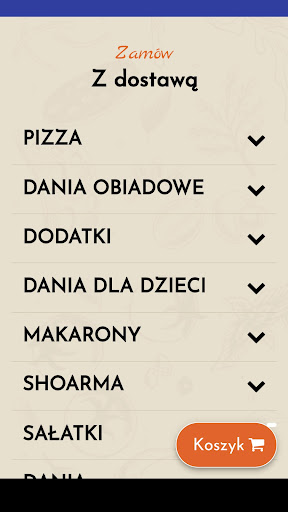 Android application Pizzeria CAPRI screenshort