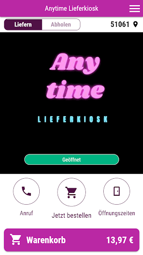 Android application Anytime Lieferkiosk screenshort