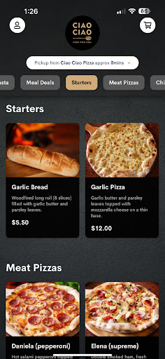 Android application Ciao Ciao Pizza screenshort