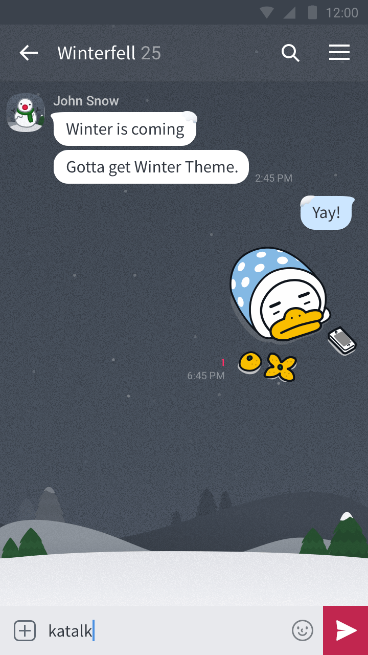 Android application Winter Story - KakaoTalk Theme screenshort