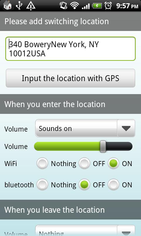 Android application Auto Switch(Wifi,BT,Sound) screenshort