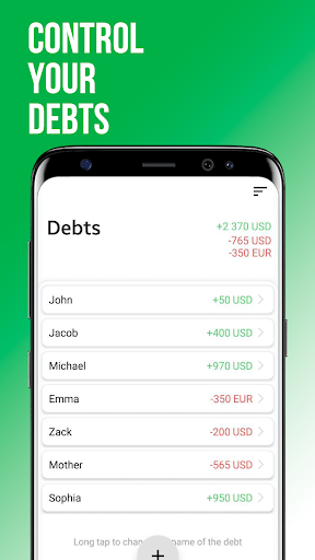 Android application SimpleDebt: Write down debts screenshort