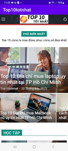 Android application Top10totnhat screenshort