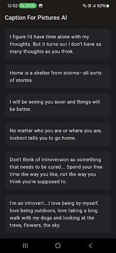 Android application AI: Caption For Pics Latest screenshort