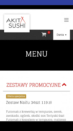 Android application Akita Sushi Bar screenshort