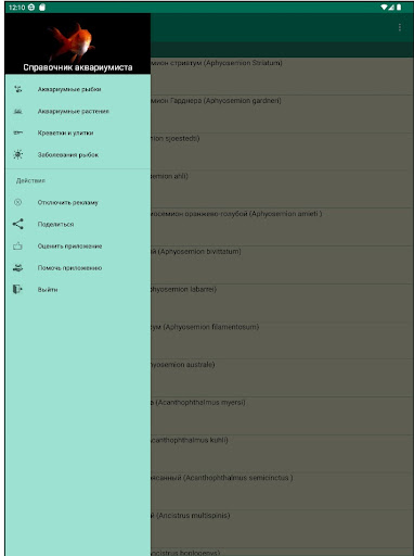 Android application Справочник аквариумных рыбок screenshort