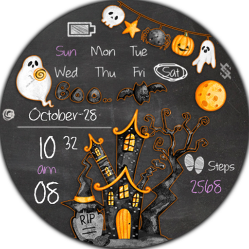 BFF58- Halloween Haunted house logo
