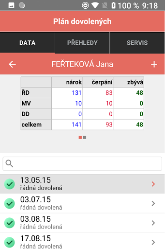 Plán dovolených Screen 2
