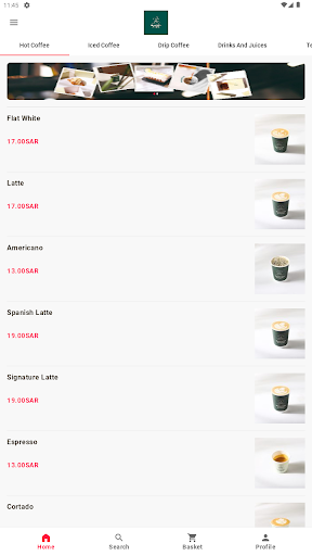 Android application Sawada Cafe screenshort