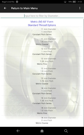 Screw Thread Data Calculator