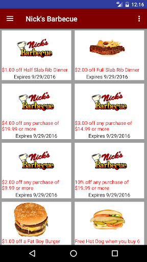 Android application Nick's Barbecue screenshort