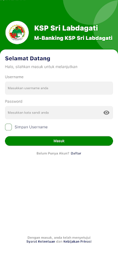 Android application M-Banking KSP Sri Labdagati screenshort