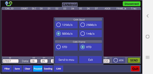 Android application CANdroid CAN-bus Analyzer screenshort