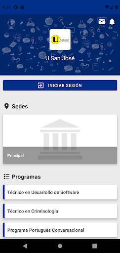 Android application U San José screenshort