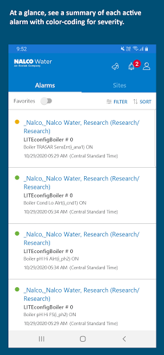 Android application Nalco Water Alarm Manager screenshort