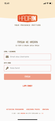 Android application Hadirin screenshort