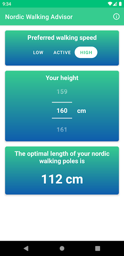 Android application Nordic Walking Advisor screenshort