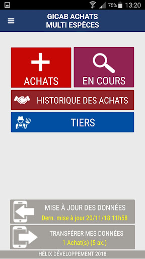 Android application Gicab Achat multi-espèces screenshort
