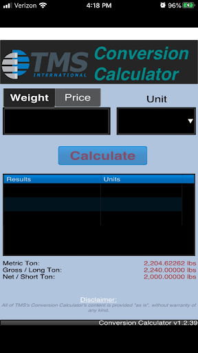 TMS Scale Conversion Calculato screenshot 2