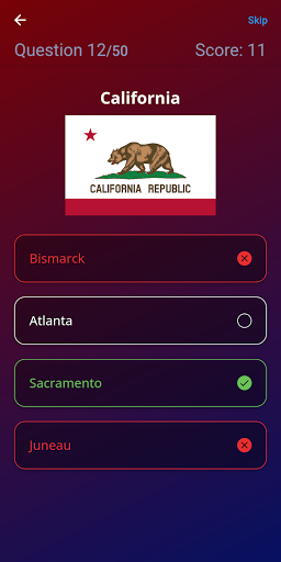 US Capitals Quiz Screen 3