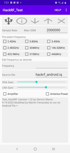 Android application HackRF Test screenshort