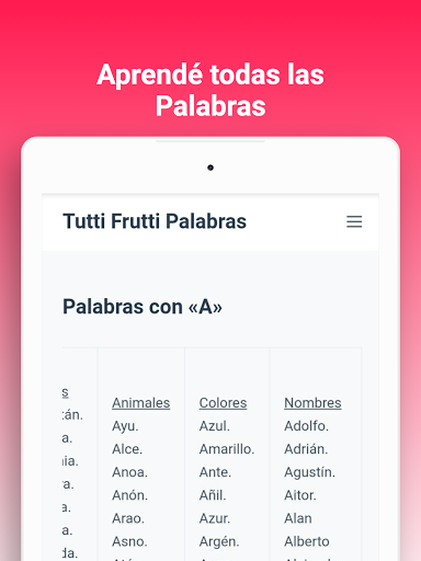 Tutti Frutti, Stop  Basta - Palabras para Ganar
