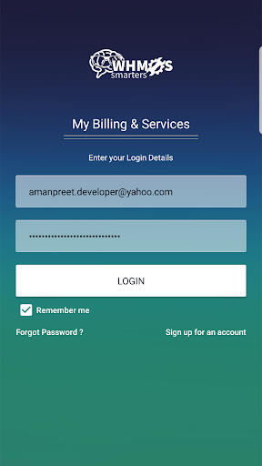 Android application WHMCS CLIENT APP screenshort
