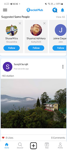 Android application SocialHub screenshort