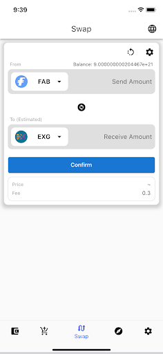 Android application Biswap cryptocurrency swap app screenshort
