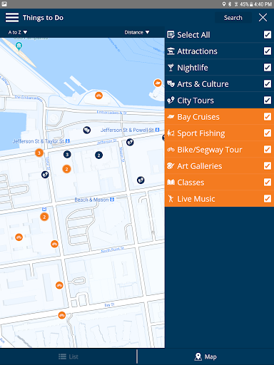 Screenshot of Fisherman's Wharf Trip Planner
