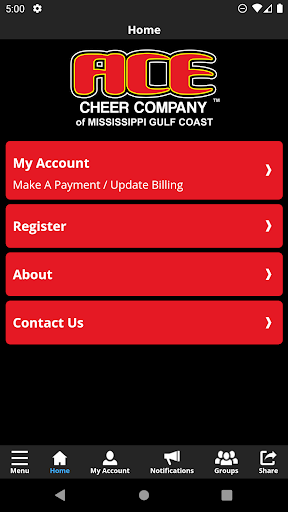 Android application ACE Cheer MS Gulf Coast screenshort