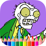 Coloring book zombie for kid icon
